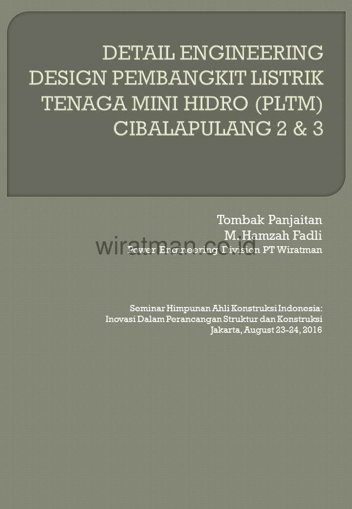 Detail Engineering Design of Cibalapulang 2 & 3 Mini Hydro Power Plant (PLTM)